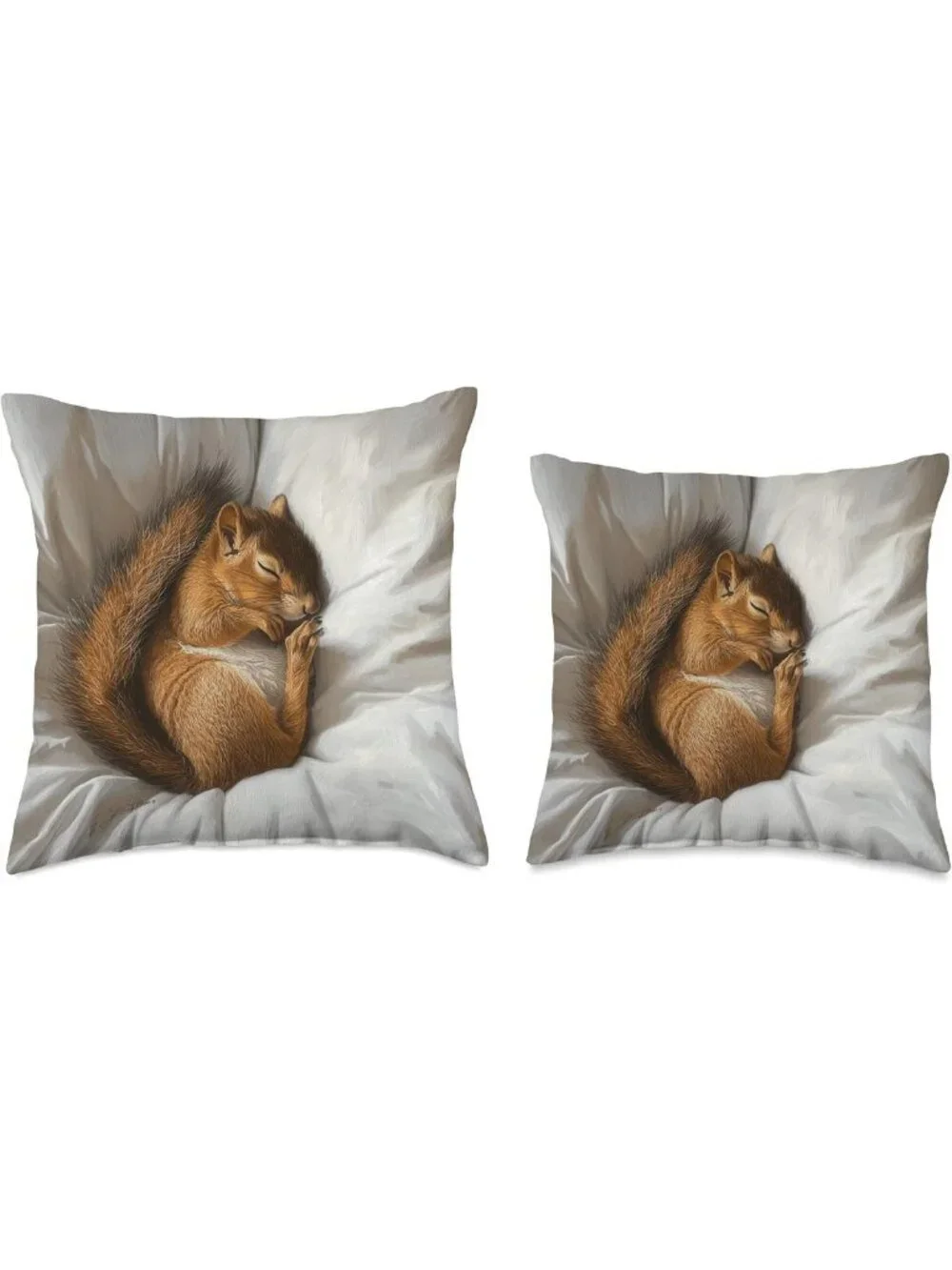 Adorable Sleepy Squirrel Decorative Throw Pillow | Cozy Home Accent, Gift Idea